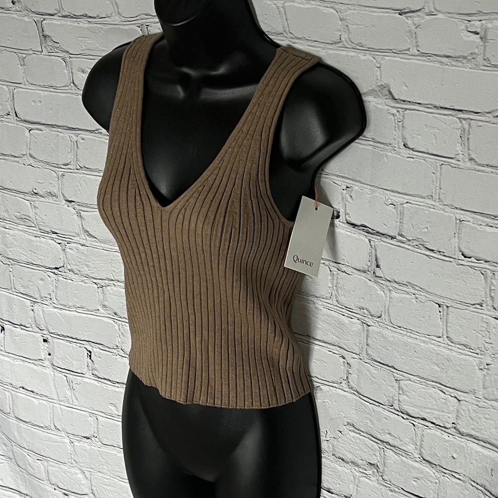 Quince Brown Ribbed Sweater  Tank Top - Picture 2 of 4